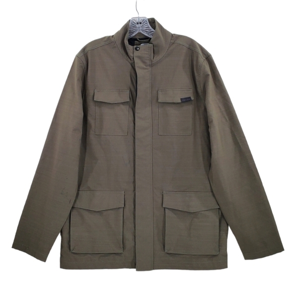 Skechers Field Jacket Mens L Olive Green Mesh Lined Full Zip Snap Button - Picture 1 of 13